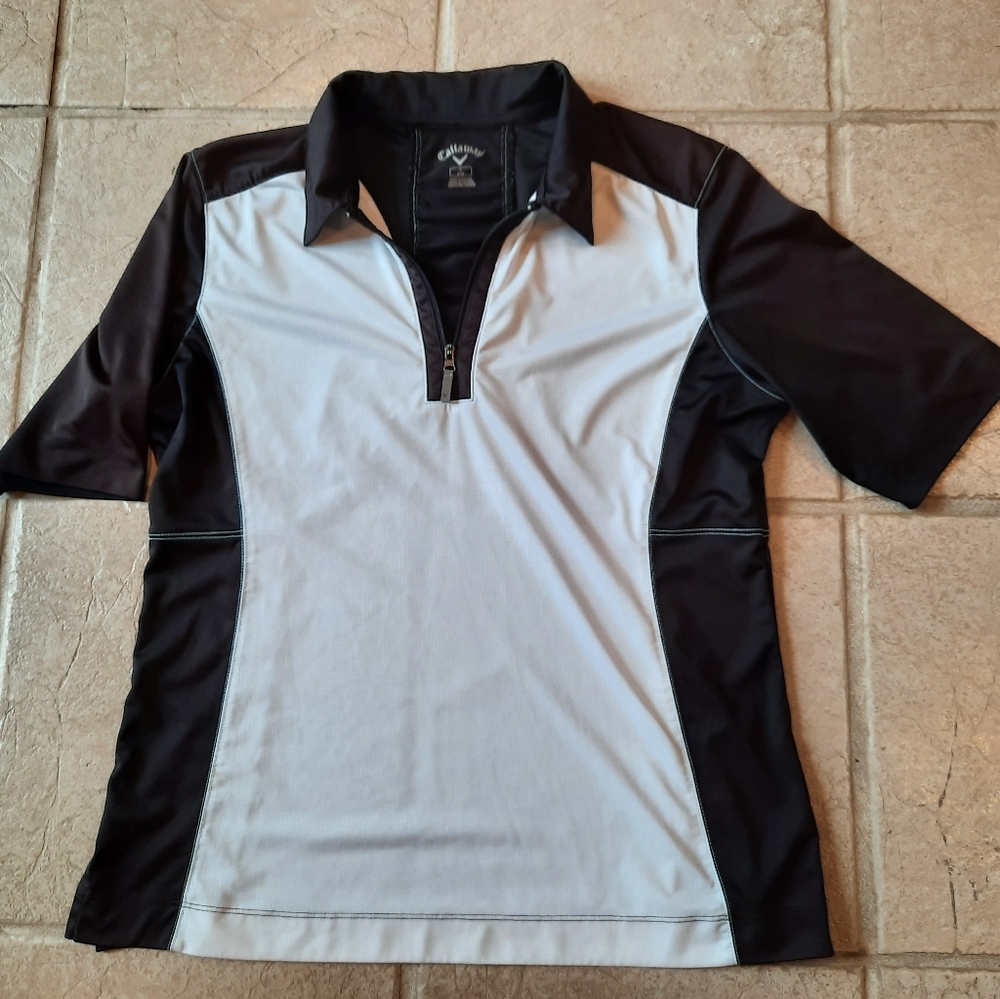 Callaway Golf Top Ladies L 1/4 zip black & white